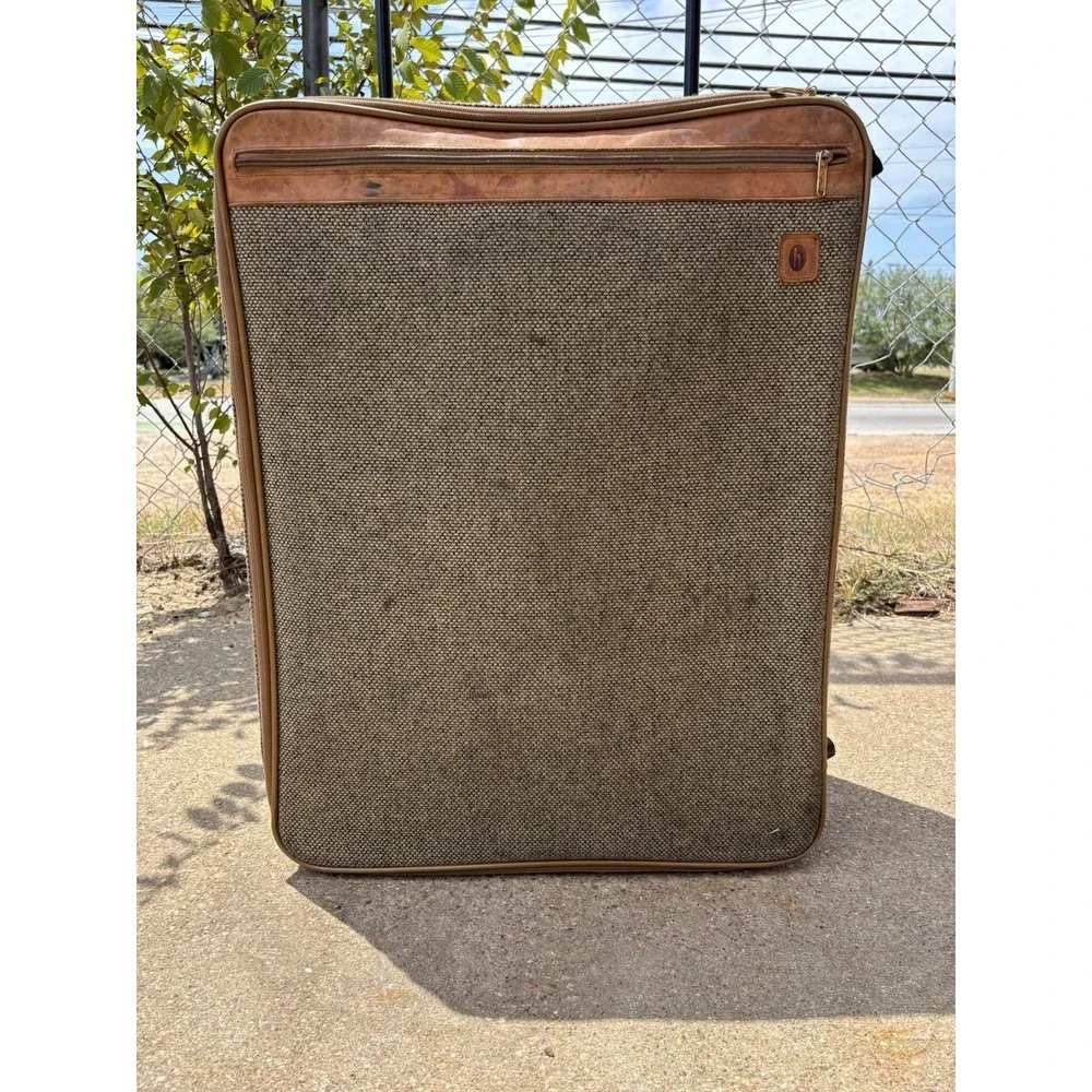 Vintage Hartmann⭐️Tweed & Leather Expandable Rolling Wheeled Luggage⭐️Nice Cond.